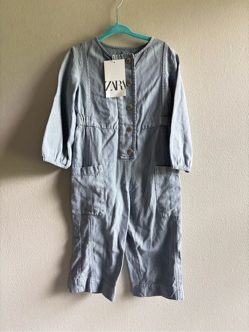 Zara Kids Gray Utility Jumpsuit with Front Pockets